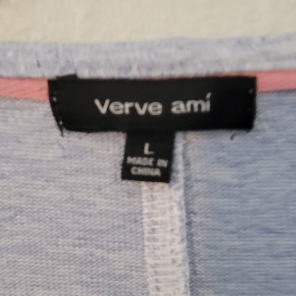 Womens Verve Ami Light Blue Long Sleeve Top with Silver Button Accents - Picture 3 of 5